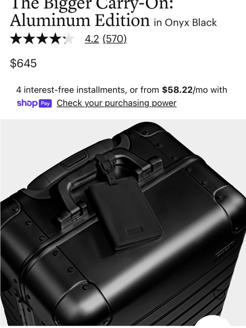 Away The Bigger Carry-On Aluminum Edition in Onyx Black - Picture 5 of 6